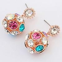 Korean Style Fashion Adorable Friendship Multicolor Ball Rhinestone Lady Party Stud Earrings Movie Jewelry