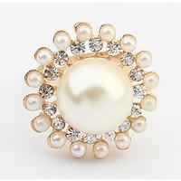 Korean Style Of High-end Luxury Rhinestone GreatPPearl Ring Women\'s Party Statement Gift Jewelry