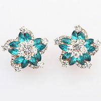 Korean Style Fashion Luxury Elegant Flower Rhinestone Women\'s Daily Ear Clips Gift Jewelry