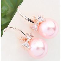 Korean Style Elegant Rhinestone Pearl Bowknot Pearl Earrings Women\'s Party Drop Earrings Movie Jewelry