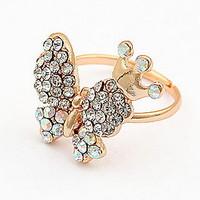 Korean Style Gold Elegant Luxury Rhinestone Butterfly Ring - Butterfly Princess
