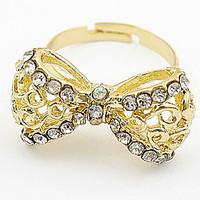 Korean Style Classic Luxury Classic Butterfly Yellow Rhinestone Women\'s Party Ring Gift Jewelry