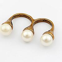 korean and simple style elegant lady pearl double ring movie jewelry