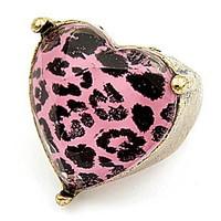 Korean Style Fashion Heart Fuchsia Adorable Rhinestone Lady Love Ring Gift Jewelry