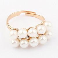 Korean Style Meteor Shower Fashion Luxury Elegant Classic Pearl Diamond Ring Movie Jewelry
