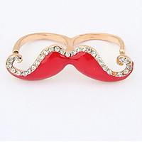 Korean Style Delicate Adorable Rhinestone multicolor PartyThe Beard Double Loop Ring Gift Jewelry