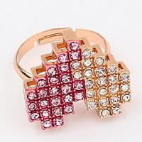 Korean Style Rhinestone White And Red Double Color Casual Elegant Peach Heart Opening Ring Movie Jewelry