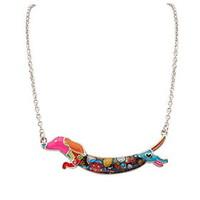 Korean Style Fashion And Personality Contracted Adorable Multicolor Running Dog Lady Casual Pendant Necklace Statement Jewelry