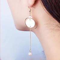 korean style retro shell alloy circle drop earrings cute pearl pendant ...