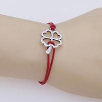 Korean Clover Alloy Knot Wax Rope Manual Woven Bracelet