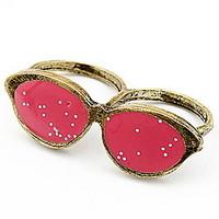 korean style fashion personality glasses double loop ring red so cool