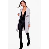 Kourt D Ring Belted Waterfall Duster - dove