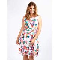 Koko Floral Print Ivory Skater Dress