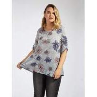 koko grey floral print jersey top