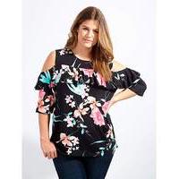 Koko Floral Print Cold Shoulder Top