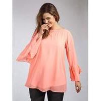 Koko Pink Bell Sleeve Embroidered Blouse