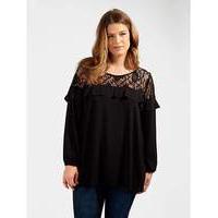 Koko Lace Ruffle Detail Crepe Blouse