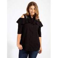 Koko Black Cold Shoulder Ruffle Shirt