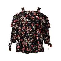 Koko Floral Print Wide Strap Bardot Top