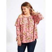 koko pink floral print bardot top