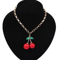 korean fashion sweetlovely cherry pendant alloy necklace