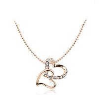 Korean Fashion Drill Double Hearts Pendant Alloy Necklace