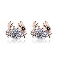 Korean fashion lovely stedded with drill flower crab gold plating Earrings