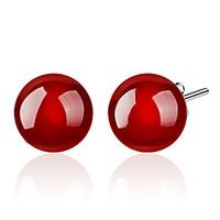 Korean 925 Silver Sterling Silver Jewelry Earrings Sample Gem Ball Stud Earring 1Pair