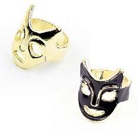 Korean Style Punk Halloween Personality Double Color Mask Ring