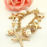 Korean Starfish And Conch Multielement Shell Bracelet