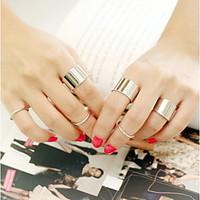 Korean Style Circle Shape Adjustable Ring Set Midi Rings(Set of 6)