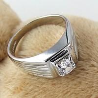 korean style contracted square rhinestone mens ring christmas gifts