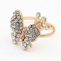 korean style gold elegant luxury rhinestone butterfly ring butterfly p ...