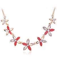 Korean Fashion Drill Five-Petaled Flowers Gold Plating Necklace