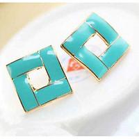 Korean Style Sweet Candy Color Square Studs Joker Earrings Girl Daily Gift Jewelry