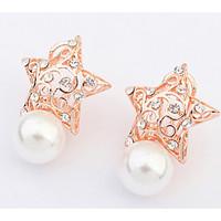 Korean Style Elegant Luxury Delicate Star Pearl Earrings Girl Party Stud Earrings Movie Jewelry