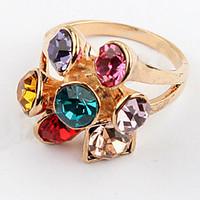 Korean Style Multicolor Gem Fashion Luxury Flower Women\'s Ring Movie Jewelry