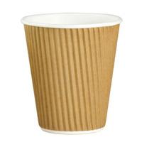 Kraft Ripple Disposable Paper Coffee Cups 8oz / 230ml (Case of 500)