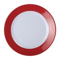 Kristallon Gala Colour Rim Melamine Plate Red 230mm Pack of 6