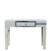 Krystal 1 Drawer Dressing Table, White Glass and Mirror