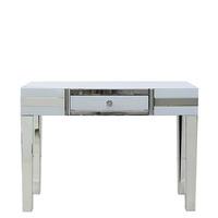 krystal 1 drawer dressing table white glass and mirror