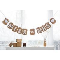 Kraft Vintage Bridal Shower Banner Miss To Mrs Hen Party Hanging Garland Decor with White Ribbon