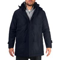 krisp detachable hood winter parka mens coat in blue