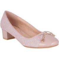 krisp patent low block heel pumps womens court shoes in pink