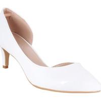 Krisp Open Side Patent Kitten Heel Courts women\'s Court Shoes in white