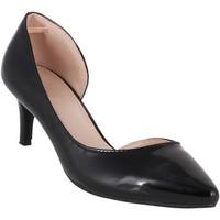 Krisp Open Side Patent Kitten Heel Courts women\'s Court Shoes in black