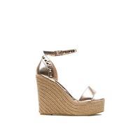 Kristy Rose Gold Metallic Studded Espadrille Wedges