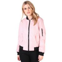 Krisp Leopard Lined Bomber Jacket women\'s Jackets in pink