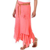 Krisp Zig Zag Hem Gypsy Maxi Skirt women\'s Skirt in pink