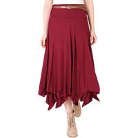 Krisp Hitched Up Belted Maxi Skirt women\'s Skirt in red